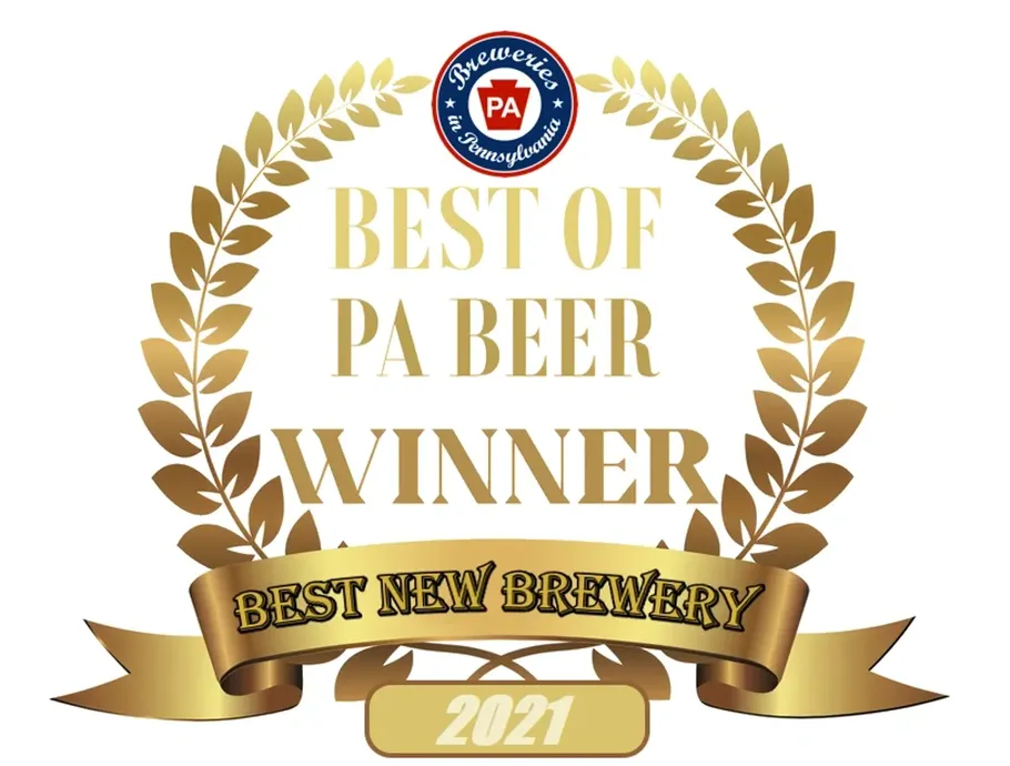 2021 Breweries of Pennsylvania Best of PA Beer Winner award — laurel wreath crest naming von C Brewing Co. the Best New Brewery of 2021 in the statewide vote, the first major recognition the year after the Norristown taproom opened